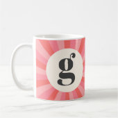 トレンディーレトロ日が差すことミニマルモノグラムピンククリーム コーヒーマグカップ (左)