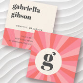 トレンディーレトロ日が差すことミニマルモノグラムピンククリーム スクエア名刺