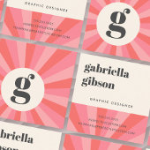 トレンディーレトロ日が差すことミニマルモノグラムピンククリーム スクエア名刺