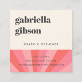 トレンディーレトロ日が差すことミニマルモノグラムピンククリーム スクエア名刺 (裏面)