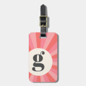 トレンディーレトロ日が差すことミニマルモノグラムピンククリーム ラゲッジタグ (正面縦)