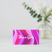 トレンディーレトロ波70's 80sピンクマゼンタパープル 名刺 (スタンド正面)