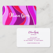 トレンディーレトロ波70's 80sピンクマゼンタパープル 名刺 (正面/裏面)