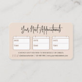 トレンディーレトロ美容師美しいサロンスパ 予約カード (裏面)