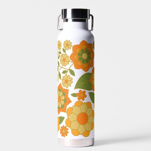トレンディーレトロ花の模様（銘柄付き） ウォーターボトル