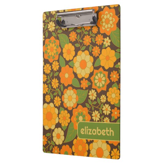 トレンディーレトロ花の模様（銘柄付き） クリップボード (左)
