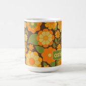 トレンディーレトロ花の模様（銘柄付き） コーヒーマグカップ (中央)