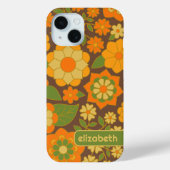 トレンディーレトロ花の模様(銘柄付き) Case-Mate iPhoneケース (裏面)