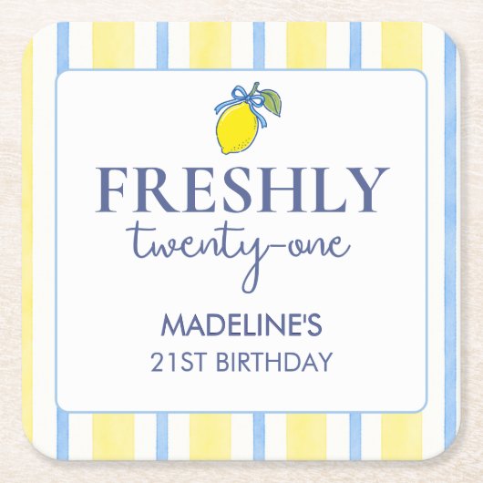 トレンディーレモンエシック21歳の誕生日 スクエアペーパーコースター (正面)