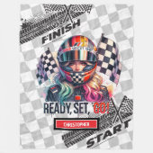 トレンディーレーシングブランケットフォーミュラ1ガール用カー フリースブランケット (正面)