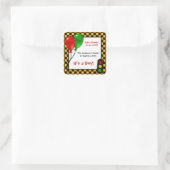 トレンディーレース車のチェッカー車の男の子のシャワー スクエアシール (バッグ)