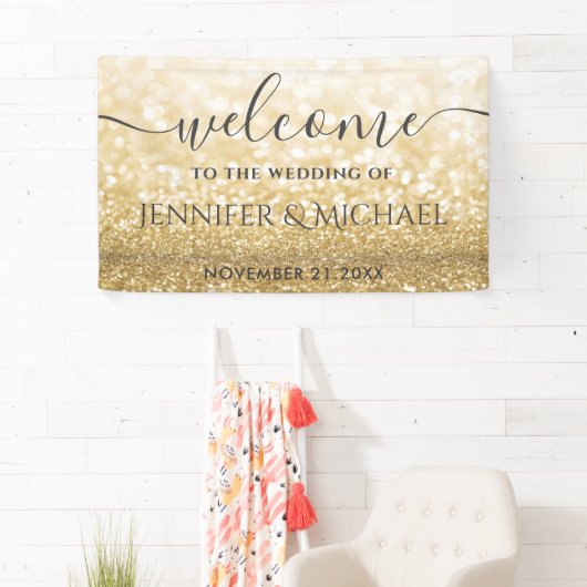 トレンディーロマンチックな金ゴールドの輝結婚き 横断幕 (インサイチュ)