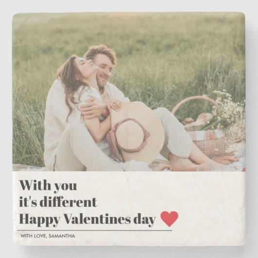 トレンディーロマンチック引用文 |バレンタインデー最高のスギフト ストーンコースター (正面)