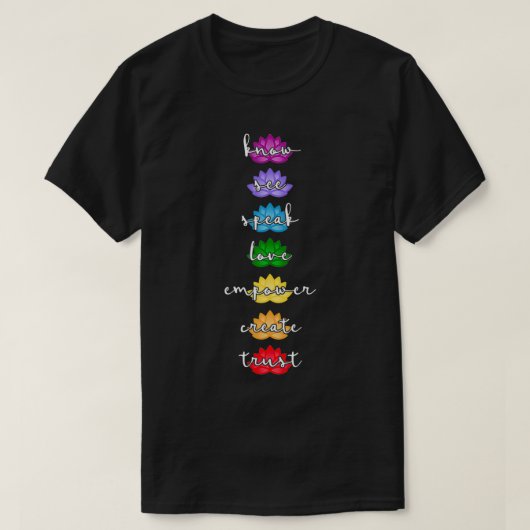 トレンディーロータスチャクラ虹 Tシャツ (デザイン正面)