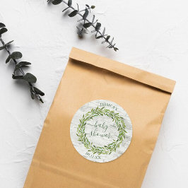 トレンディーローレルリースグリーンリーベビーシャワー ラウンドシール