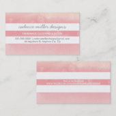 トレンディーワイドストライプグラデーションのコーラルピンク 名刺 (正面/裏面)
