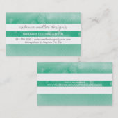 トレンディーワイドストライプグラデーション水カラーエメラルドグリーン 名刺 (正面/裏面)
