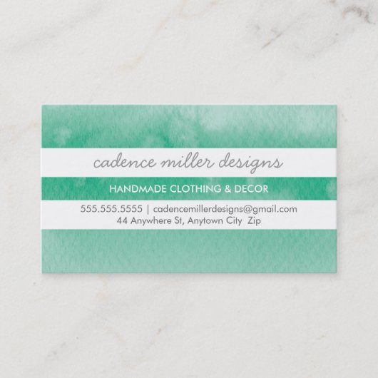 トレンディーワイドストライプグラデーション水カラーエメラルドグリーン 名刺 (正面)