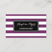 トレンディーワイドパープルとホワイトストライプ美容師 名刺 (正面)
