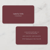 トレンディーワインレッドカラープレーンユニークスタイリッシュ 名刺 (正面/裏面)