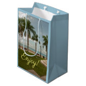 トレンディーヴァージンアイランドトロピカルパームツリーズ ミディアムペーパーバッグ (裏面アングル)