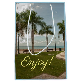 トレンディーヴァージンアイランドトロピカルパームツリーズ ミディアムペーパーバッグ