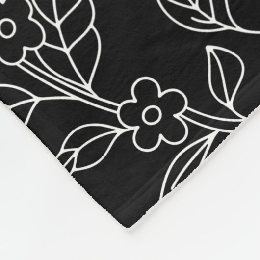 トレンディーヴィンテージインスパイア黒フローラルパターン フリースブランケット (角)
