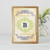 トレンディーヴィンテージオールドハリウッドネイビーカッパーアンドグリーン 招待状 (スタンド正面)