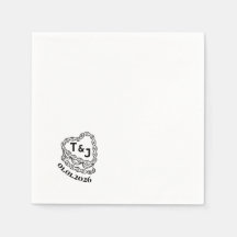 トレンディーヴィンテージケーキイニシャルナプキン