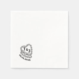 トレンディーヴィンテージケーキイニシャルナプキン スタンダードカクテルナプキン