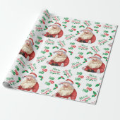 トレンディーヴィンテージサンタクロースのクリスマス書 ラッピングペーパー (アンロールド)