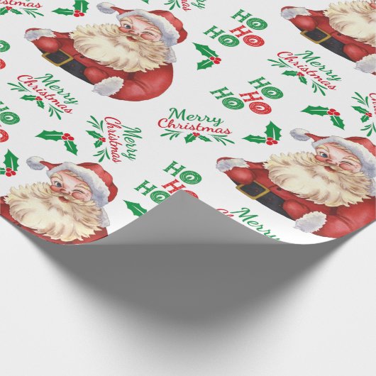 トレンディーヴィンテージサンタクロースのクリスマス書 ラッピングペーパー (角)