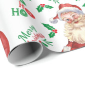 トレンディーヴィンテージサンタクロースのクリスマス書 ラッピングペーパー (ロールコーナー)