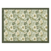 トレンディーヴィンテージソフトパステルグリーンと白の花 テーブルクロス (正面(横))