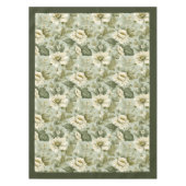 トレンディーヴィンテージソフトパステルグリーンと白の花 テーブルクロス (正面)