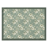 トレンディーヴィンテージソフトパステルグリーンと白の花 テーブルクロス (正面(横))