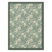 トレンディーヴィンテージソフトパステルグリーンと白の花 テーブルクロス (正面)