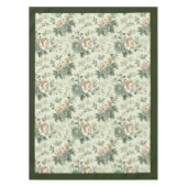 トレンディーヴィンテージソフトパステルグリーンと白の花 テーブルクロス (正面)