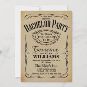 トレンディーヴィンテージタイポグラフィバチュラーパーティ 招待状 (正面)