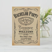 トレンディーヴィンテージタイポグラフィバチュラーパーティ 招待状 (スタンド正面)