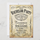 トレンディーヴィンテージタイポグラフィバチュラーパーティ 招待状 (正面)