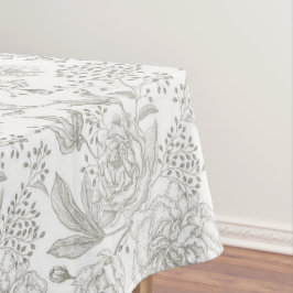 トレンディーヴィンテージニュートラル色グレーの花 テーブルクロス