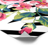 トレンディーヴィンテージバラと縞模様 ポスター (角)