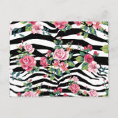 トレンディーヴィンテージバラと縞模様 ポストカード (正面)