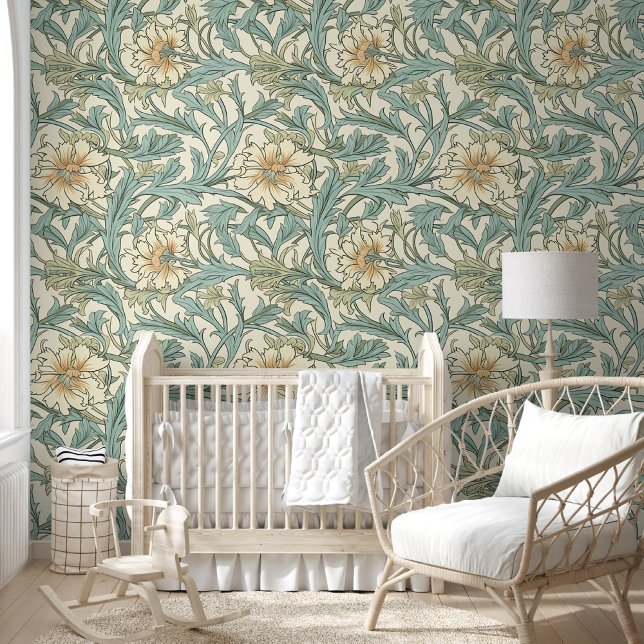 トレンディーヴィンテージフローラコテージコーアートワークナチュラル 壁紙 (Modern vintage floral pattern, cottagecore style, wallpaper.)
