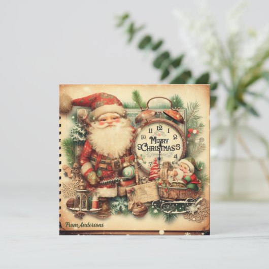 トレンディーヴィンテージレトロイラストレーションサンタクロース シーズンカード (スタンド正面)