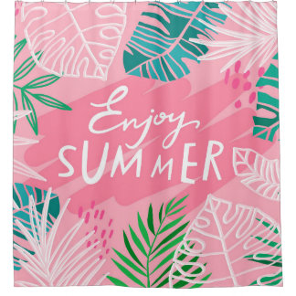 トレンディーヴィンテージ夏。レタリング楽しむサム シャワーカーテン