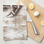 トレンディーヴィンテージ素朴航海のいかり木製 キッチンタオル (四つ折り)