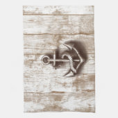 トレンディーヴィンテージ素朴航海のいかり木製 キッチンタオル (縦)