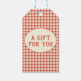 トレンディーヴィンテージ赤チェッカーボードパターンカスタム ギフトタグ